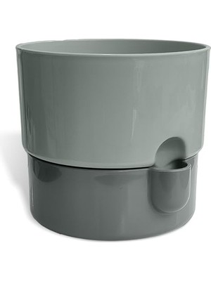 Esranın Dünyası Dora Saksı Tabaklı Çiçek Kaktüs Saksısı Parlak Plastik Saksı (1 Adet, Gri, 2l, 16CM)