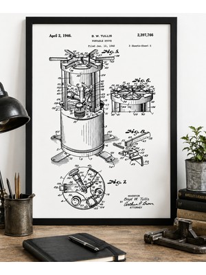 Pegziz Taşınabilir Kamp Ocağı Patent Tablo Kampçılık Duvar Dekor Tablo