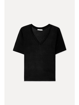 Mudo Kadın Siyah V Yaka Modal T-Shirt