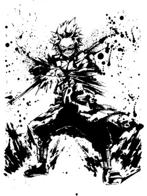 Universal Kirishima Eijiro Mürekkep Sıçrayan Ahşap Poster Dekoratif