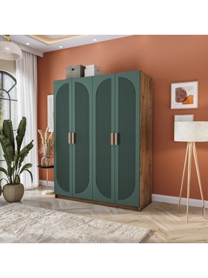 Velmo Barrel 4 Kapaklı Gardırop (Yeşil)