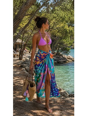 Bolder Lana-Sarı Desenli Pareo Iç Göstermeyen Parlak KUMAŞ-95CM*145CM