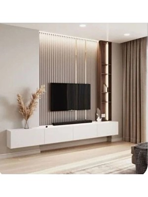Beyaz Modern Tv Ünitesi, Şık ve Fonksiyonel Ev Dekoru Için Ideal Seçim