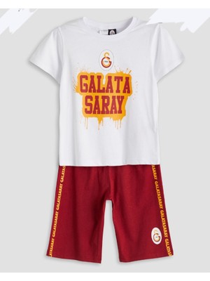 LC Waikiki Lcw Kids Beyaz Galatasaray Baskılı Erkek Çocuk Tişört ve Şort 2'li