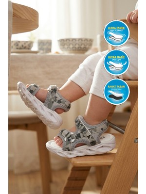 Cool Sage B Gri Cırtlı Işıklı Erkek Çocuk Sandalet