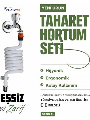 Plasyay Spiral Wc Taharet Hortumu Rekorlu ve Duvara Sabitlemeli 1.5 Metre Beyaz