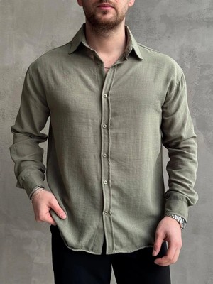 Ayyıldız Butik Erkek Elit Kalite Oversize Kalıp Pera Keten Kumaş Gömlek