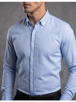 Torivalli Collection Dar Kesim Slim Fit Yaka Düğmeli Cepsiz Mevsimlik Uzun Kollu Gabardin Kumaş Erkek Gömlek