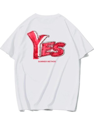 Brz Collection Unisex Oversize Yes Summer Method T-Shirt (Beyaz)