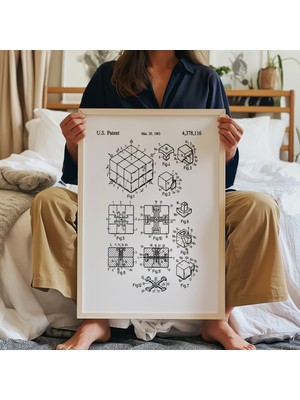 Pegziz Rubik Küp Patent Çizimi Tablosu Oyun Duvar Dekor Tablo
