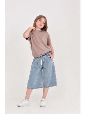 Modanino Kız Çocuk Jean Kaprili 2'li Alt-Üst Takım 7-12 Yaş 12673SK