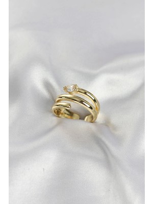 Pileli Store  Pirinç Gold Renk Sarmal Yılan Model Kadın Yüzük TG27BYK4197