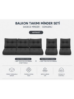 Modern Style Home 3-1-1 Fermuarlı Balkon Minderi-Leke Tutmaz - Içidolu Minder