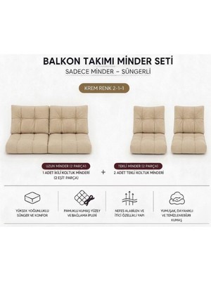 Modern Style Home 2-1-1 Fermuarlı Balkon Minderi-Leke Tutmaz - Içidolu Minder