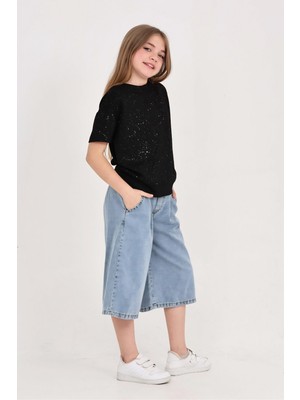 Modanino Kız Çocuk Jean Kaprili 2'li Alt-Üst Takım 7-12 Yaş 12673SK