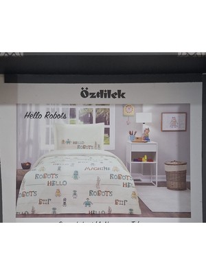 Özdilek Ranforce Tek Kişilik Nevresim Takımı Hello Robots Mavi