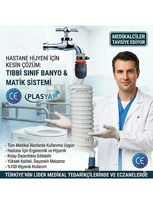 Plasyay Spiral Wc Banyo Balkon Yıkama Hortum Seti Duvar Sabitlemeli 2.5 Metre Beyaz