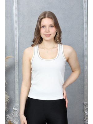 Gamaro Kadın Cmpak Penye Kaşkorse Fitilli Atlet Crop %95 Pamuk %5 Elasten