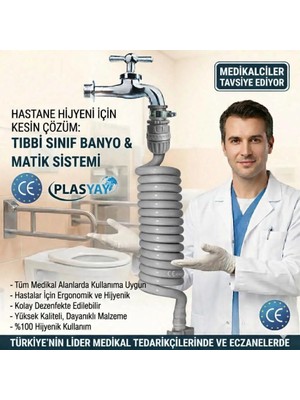 Plasyay Spiral Wc Banyo Balkon Yıkama Hortum Seti Duvar Sabitlemeli 2.5 Metre Gri