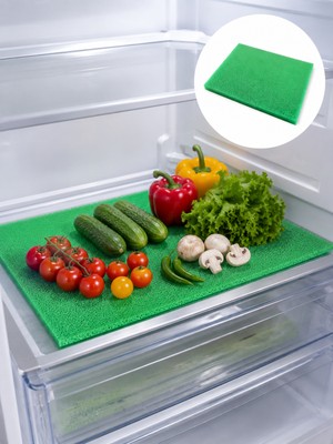 Beylini Buzdolabı Sebze Meyve Matı Rutubet Nem Küf Önleyici Meyve Sebze Saklama Taze Tutma Matı Kesilebilir Yeşil 47X30 cm