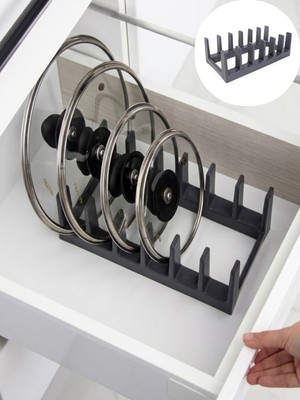 Beylini 6 Bölmeli Tencere Kapağı ve Tabak Düzenleyici Çekmece Içi Organizeri Yıkanabilir Tava Sahan Organizer