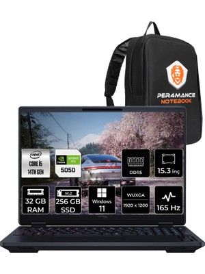 Hp Hyperx Omen 15 Core I5 14450HX RTX5050 8gb 32GB Ram 256GB SSD 15.3" Fhd+ 165Hz WIN11 Home D2QD2EAPN366 Gaming Laptop + Per4 Çanta