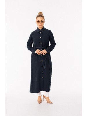 Zerenay Moda 5653 Beli Kemer Detaylı Önü Çıt Çıtlı Keten Kap #2026#