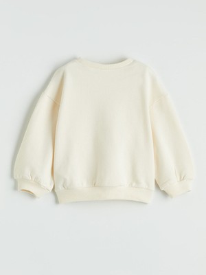 LC Waikiki Ekru Bisiklet Yaka Nakışlı Kız Çocuk Sweatshirt 2'li
