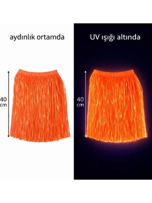 MiraLive Neon Turuncu Hawaii Parti Eteği 40 cm