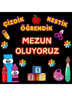 Ti Play Mezuniyet Temalı Renkli Okul Panosu Figür Seti | Hazır Kesim Sınıf Süsü 02