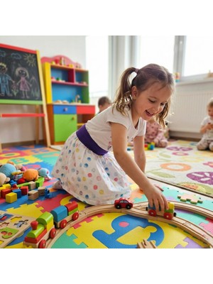 Kaf Kumaş Kız Çocuk Desenli Saten Etek