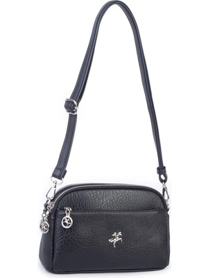 Nas Bag Kadın Günlük Sade Şık Çok Gözlü Çapraz Çanta (23X14 Cm) Siyah Victoria