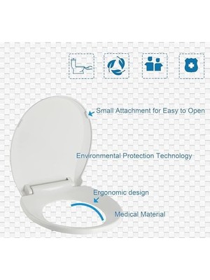 Trendy Pazars Yavaş Kapanan Yuvarlak Klozet Kapağı Standart Klozet Kapağı, Sessiz Klozet Kapağı Klozet Kapağı Dayanıklı Gevşemeyi Reddetti, Kurulumu ve Temizliği Kolay, Beyaz