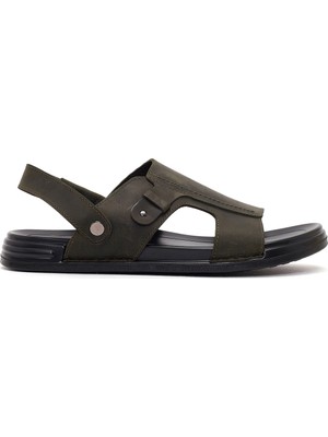 Derimod Erkek Haki Nubuk Deri Sandalet 26SFD6259V3