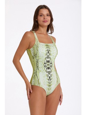 Ang Butik Argento 0241-3025 Kadın Kare Yaka Mayo