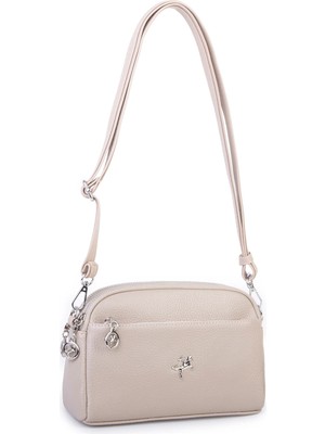 Nas Bag Kadın Günlük Sade Şık Çok Gözlü Çapraz Çanta (23X14 Cm) Kum Lopez