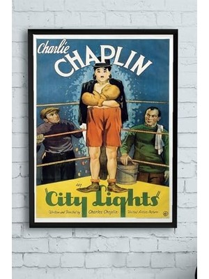 Trendy Pazars (PSTER13744) City Lights-Şehir Işıkları Film Afişi Çerçeveli Tablo 4 (40X50CM)