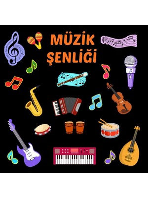 Ti Play Müzik Şenliği Temalı Renkli Okul Panosu Figür Seti | Hazır Kesim Sınıf Süsü 02
