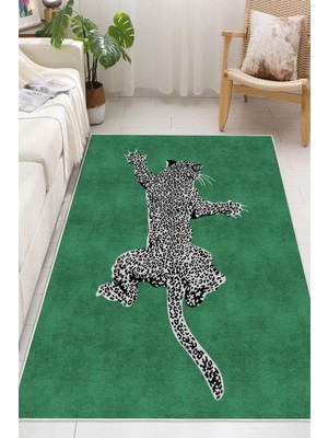 Mortapi Leopar Desenli Dijital Baskılı Kaymaz Taban Yıkanabilir Halı