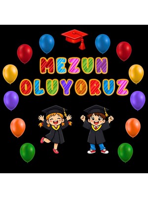 Ti Play Mezuniyet Temalı Renkli Okul Panosu Figür Seti | Hazır Kesim Sınıf Süsü