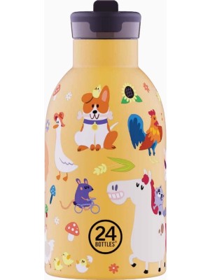 24 Bottles Clima Bottle Paslanmaz Çelik Termos 330 ml Turuncu Renkli Farm Friends Tasarımı