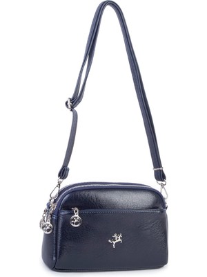 Nas Bag Kadın Günlük Sade Şık Çok Gözlü Çapraz Çanta (23X14 Cm) Lacivert Victoria
