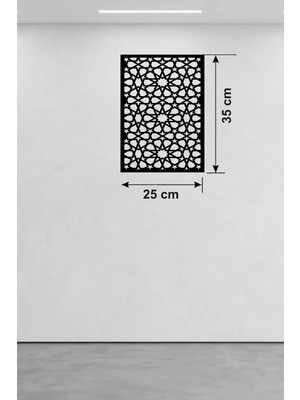 Mey Ithalat® Geometrik Yıldız Geçme Ahşap Duvar Tablosu - 25X35 cm Lazer Kesim Selçuklu Motifi