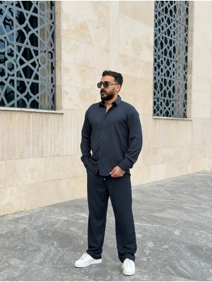 Peerless Store Kendinden Desenli Seul Kumaş Gömlek & Pantolon Takım