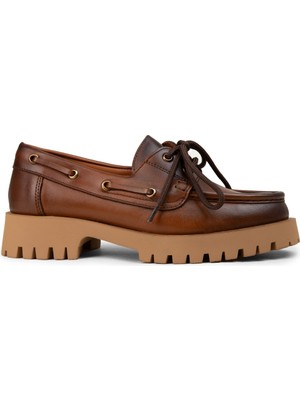 Deery Kadın Hakiki Deri Taba Renk Marin Loafer - 02036ZTBAC02