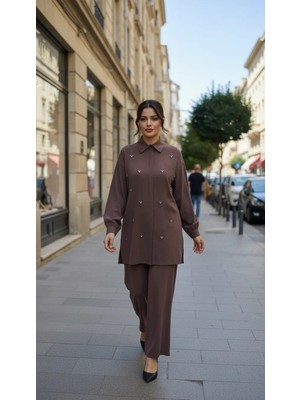 Nuss 1064 Pantolonlu  Takım - Kahve