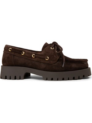 Deery Kadın Hakiki Süet Kahverengi Marin Loafer - 02036ZKHVC01