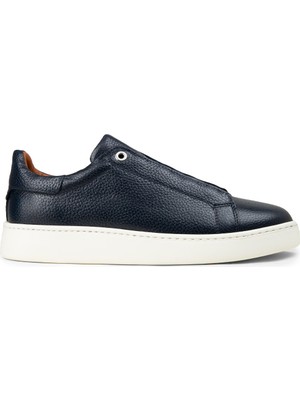 Deery Erkek Gizli Bağcıklı Hakiki Deri Lacivert Sneaker - 04444MLCVE01
