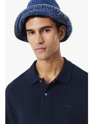 Lacoste Men's Loose Fit Kalın Pike Kumaş Polo T-Shirt Erkek Polo Yaka Tişört Lacivert