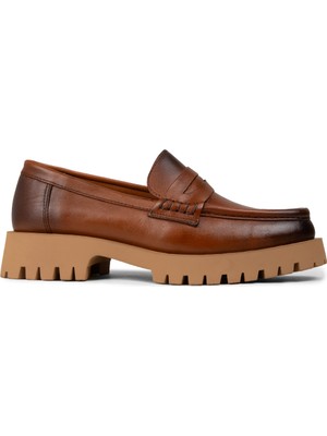 Deery Kadın Hakiki Deri Taba Rengi Loafer Ayakkabı - 02034ZTBAC02